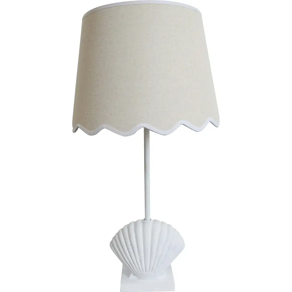 LVD Linen/Polyresin Lamp Fan Shell Home/Room Decor Tabletop Light 70cm White