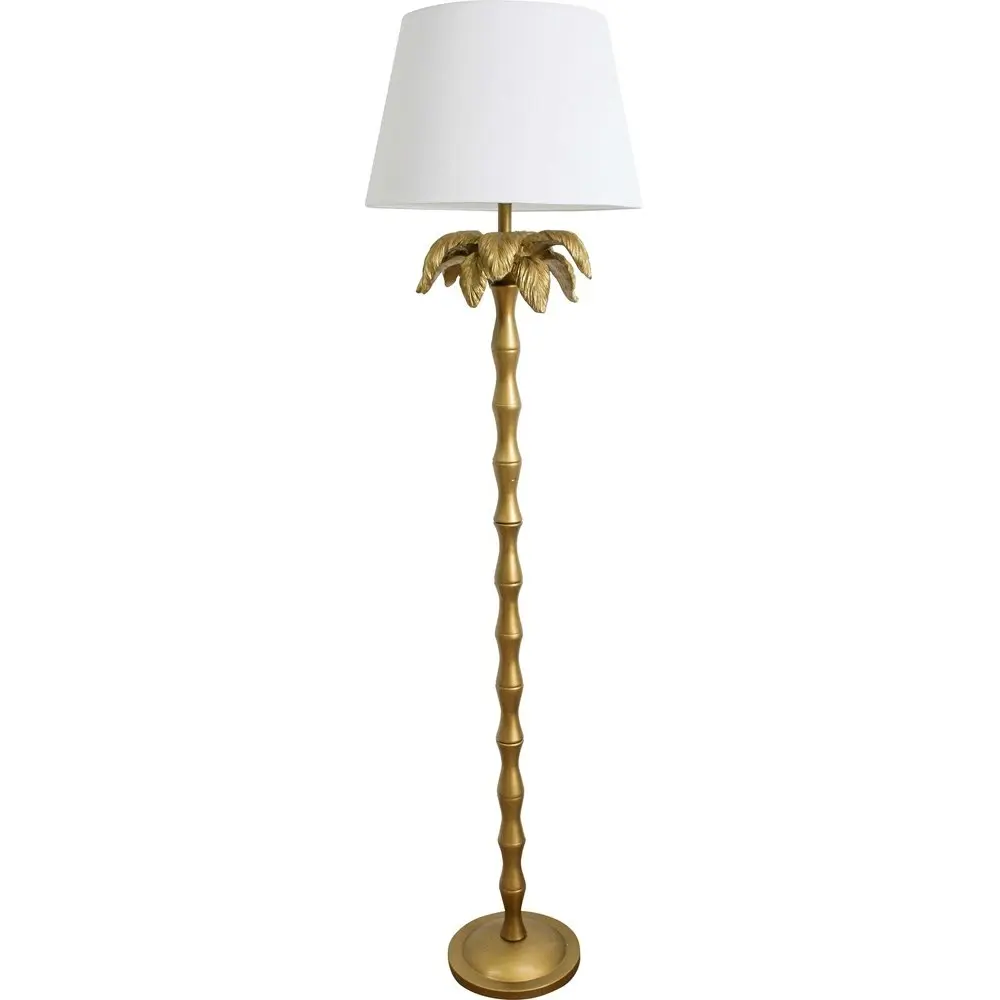 LVD Linen/Polyresin Floor Lamp Palm Home/Room Decor Night Light 157cm Gold