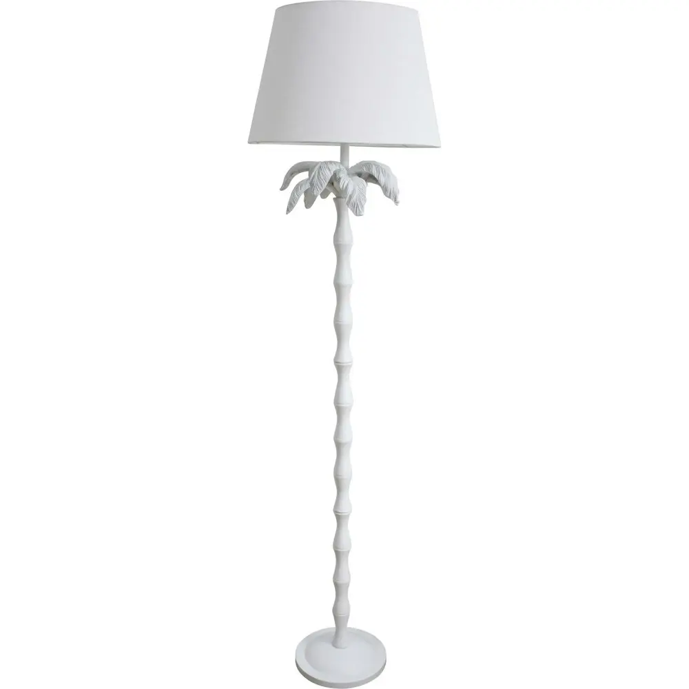 LVD Linen/Polyresin Floor Lamp Palm Home/Room Decor Night Light 157cm White