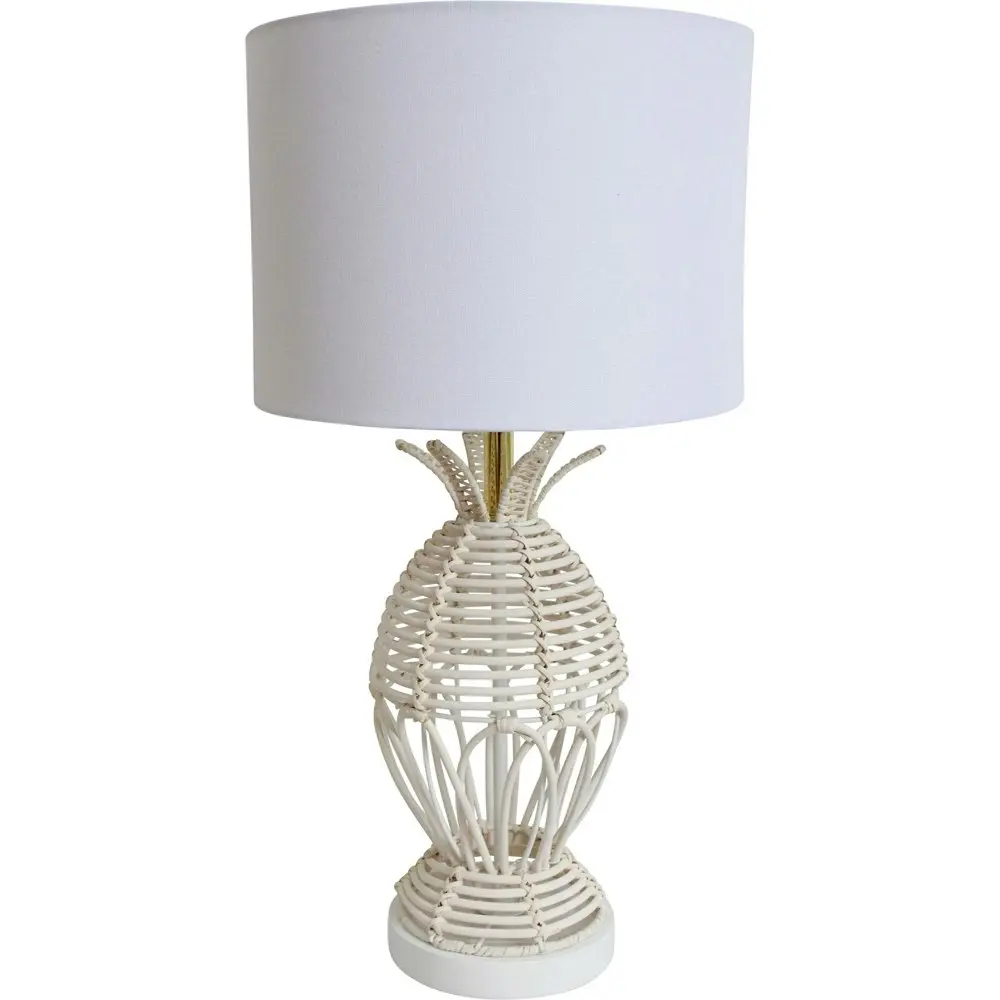 LVD Linen/Rattan Lamp Islander Room Decor Tabletop Desk Light 55.4cm White