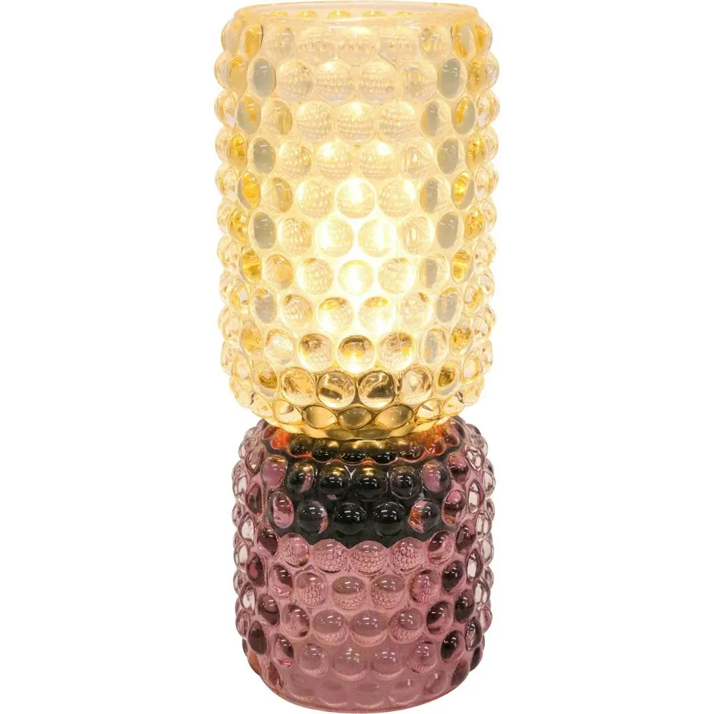 4x LVD Led Glass Home/Room Bedside Lamp Light Tabletop Decor 21cm Pink/Amber