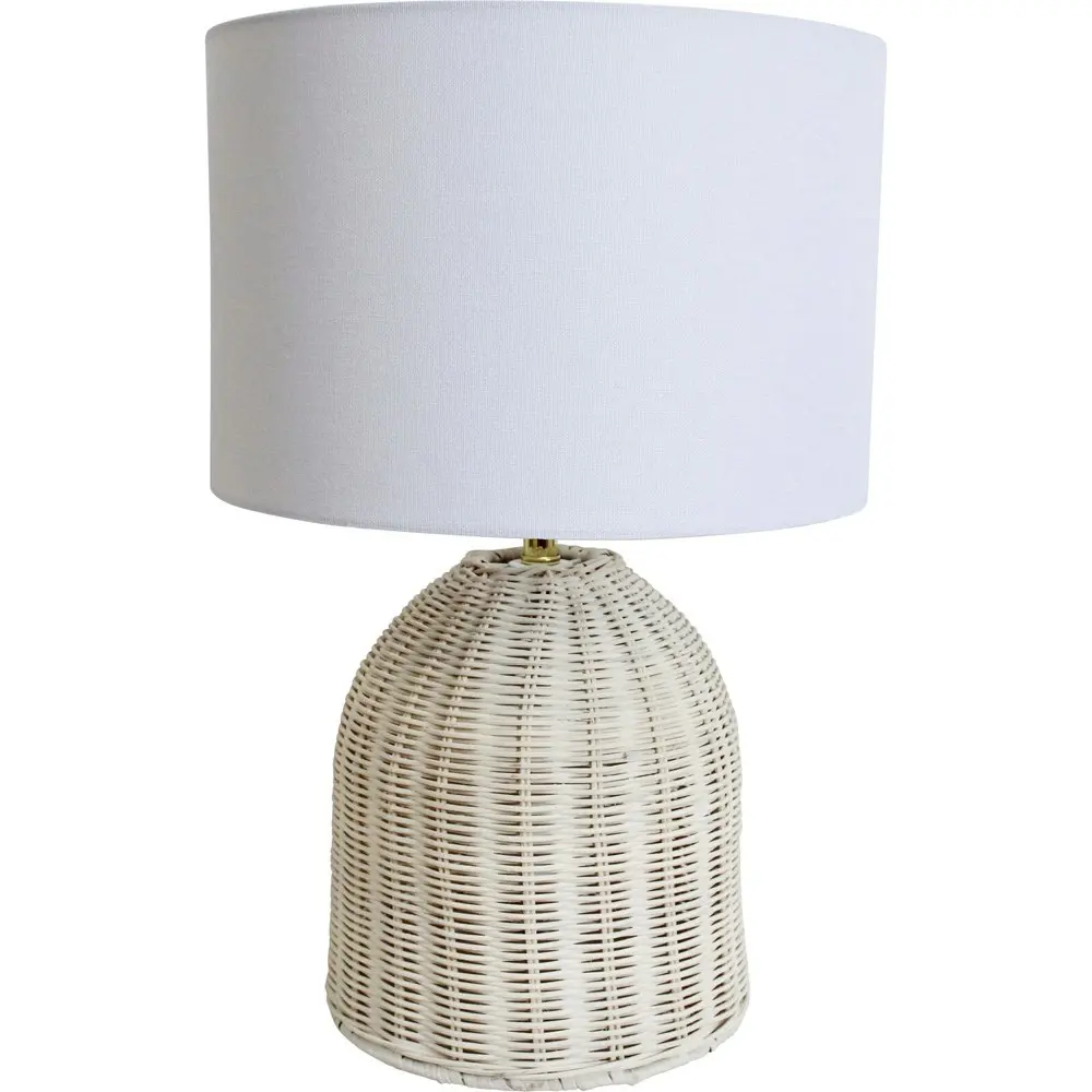 LVD Linen/Rattan Lamp Coastal Room Decor Tabletop Desk Light 46cm Natural