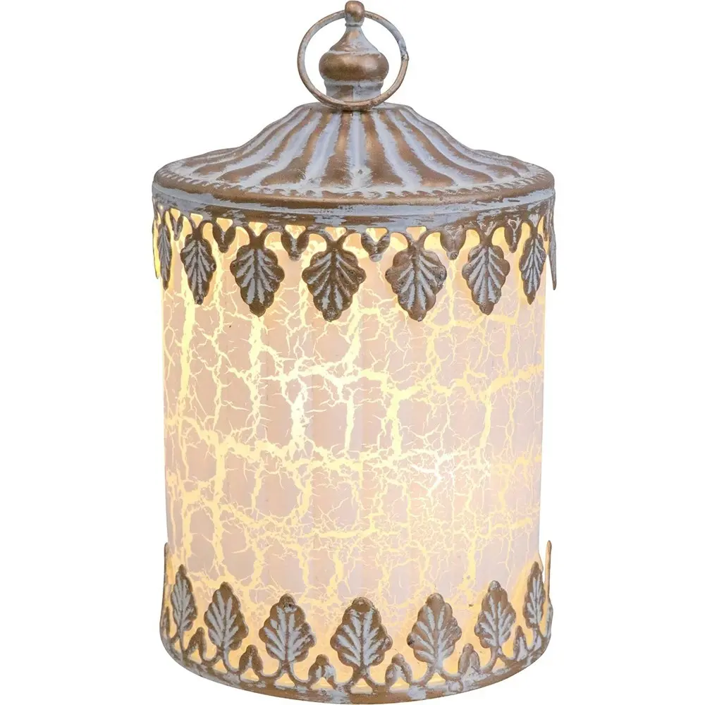 3x LVD Lantern LED Cannes Crackle Decorative Lighting Tabletop 13cm Home Decor