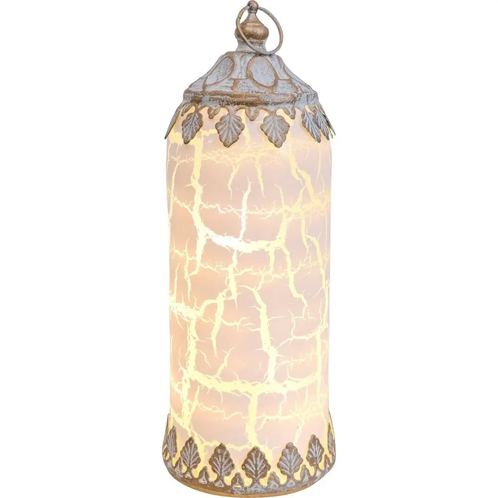 3x LVD Lantern LED Tall Crackle Decorative Lighting Tabletop 20cm Home Decor