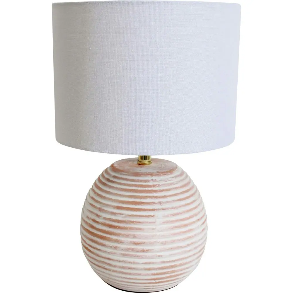 LVD Linen/Ceramic Lamp Urban Room Decor Tabletop Light 22x34cm White/Brown