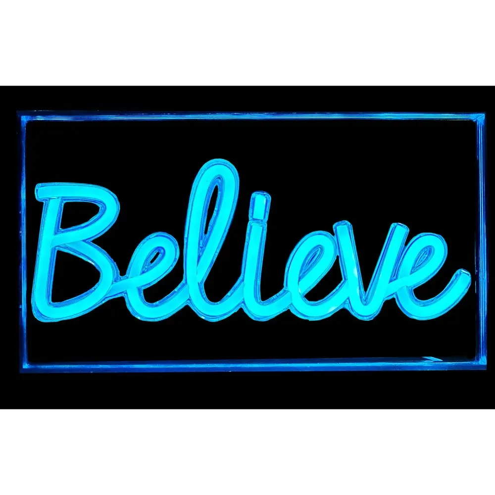 Gibson Gifts Believe LED Neon Sign Light Stand Home/Room 23cm Tabletop Decor