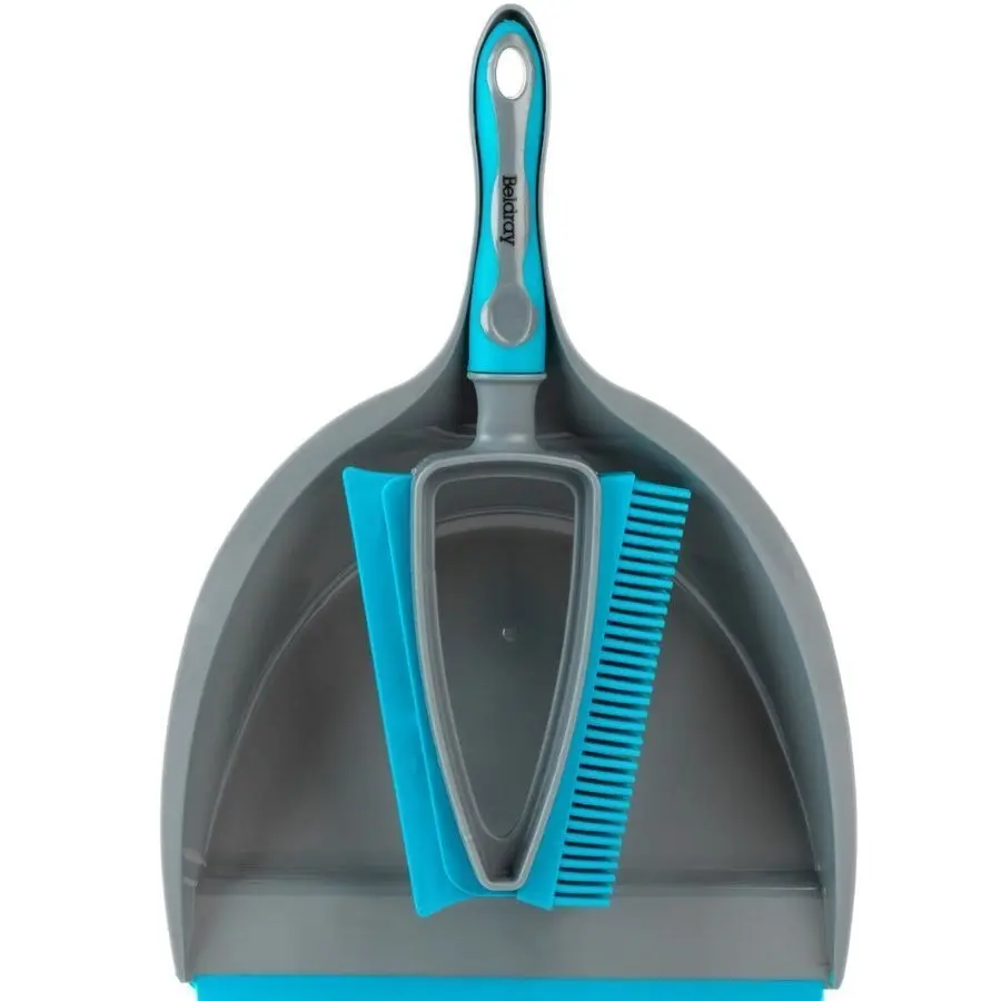 2x Beldray Pet Plus 2 In 1 Lift/Trap Dual Rubber Head Dustpan & Brush Cleaning