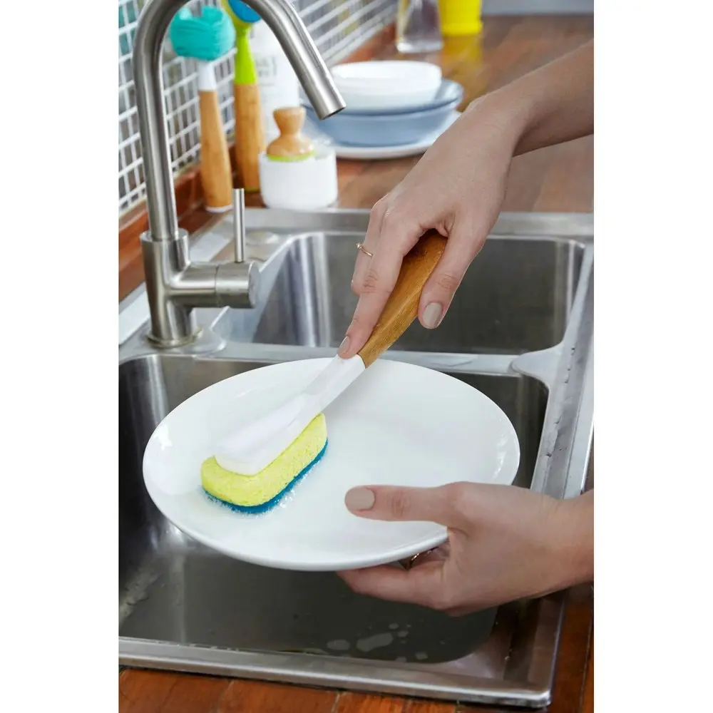 2x Full Circle Laid Back 2 Kitchen Plate/Dish Washing Sponge Triangle w/ Handle