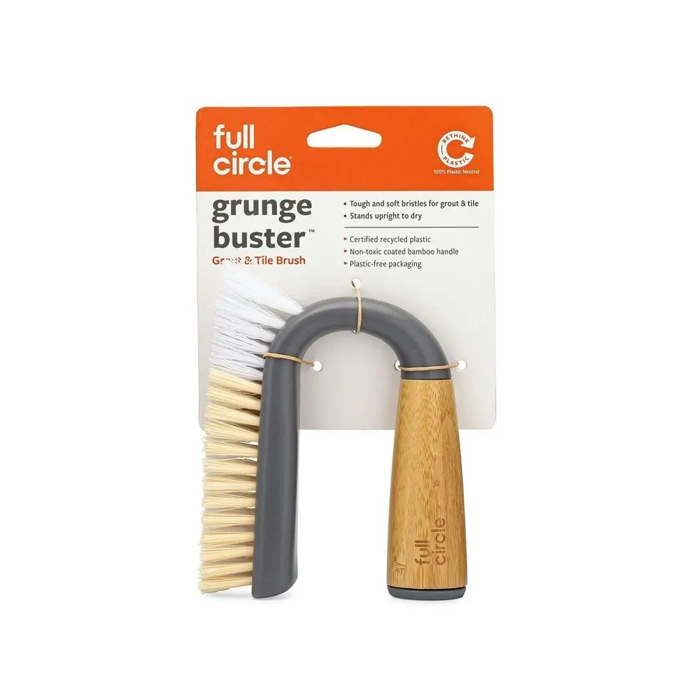 2x Full Circle Grunge Buster Grout & Tile Cleaning Brush Kitchen/Bathroom Grey