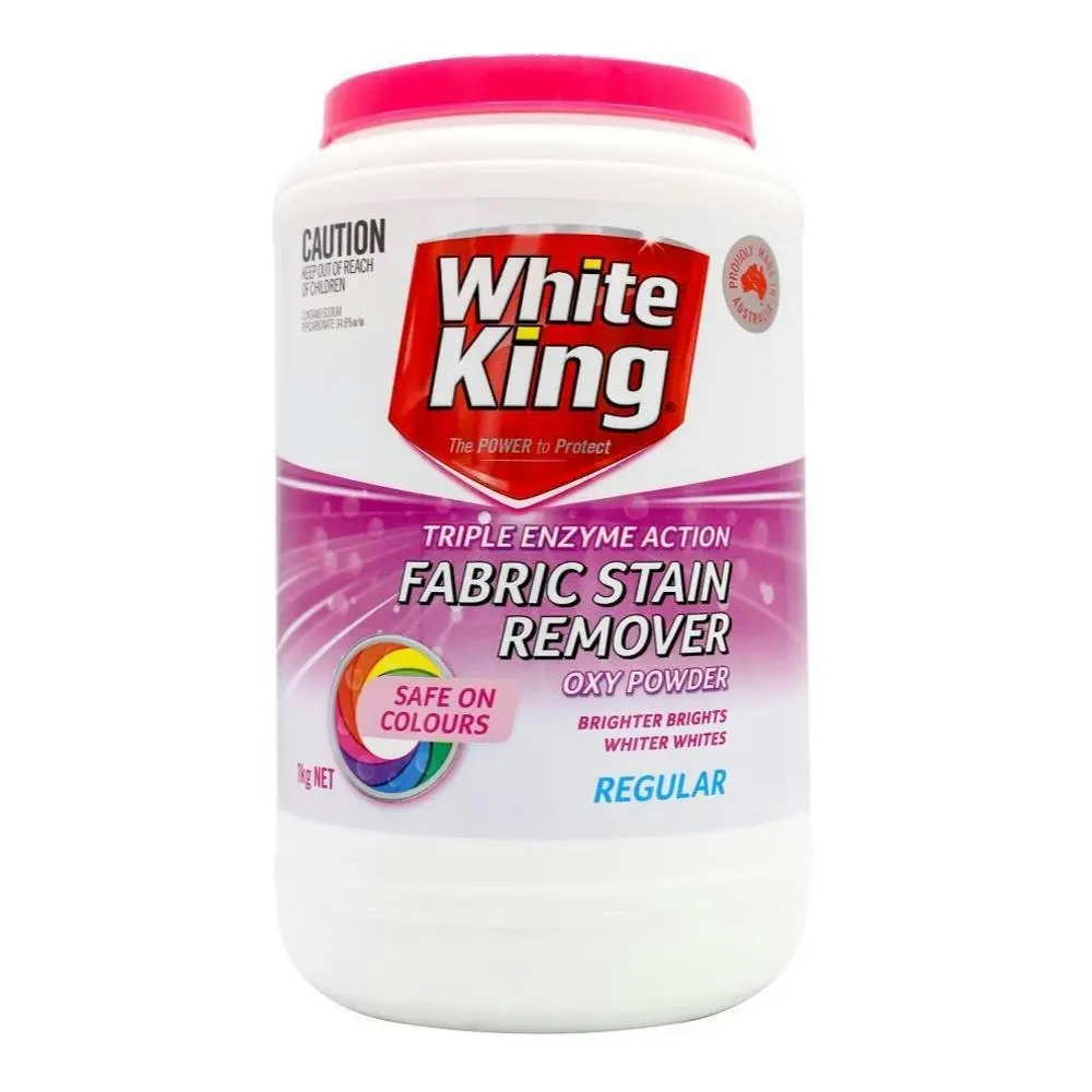 6x White King Fabric Stain Remover Oxy Powder Safe On Colours Effective 1kg