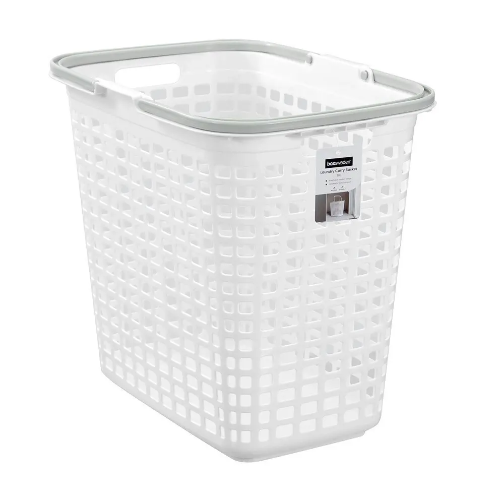 12x Boxsweden 30L Laundry Carry Basket Clothes Humper 44.5x40cm w/ Handle White