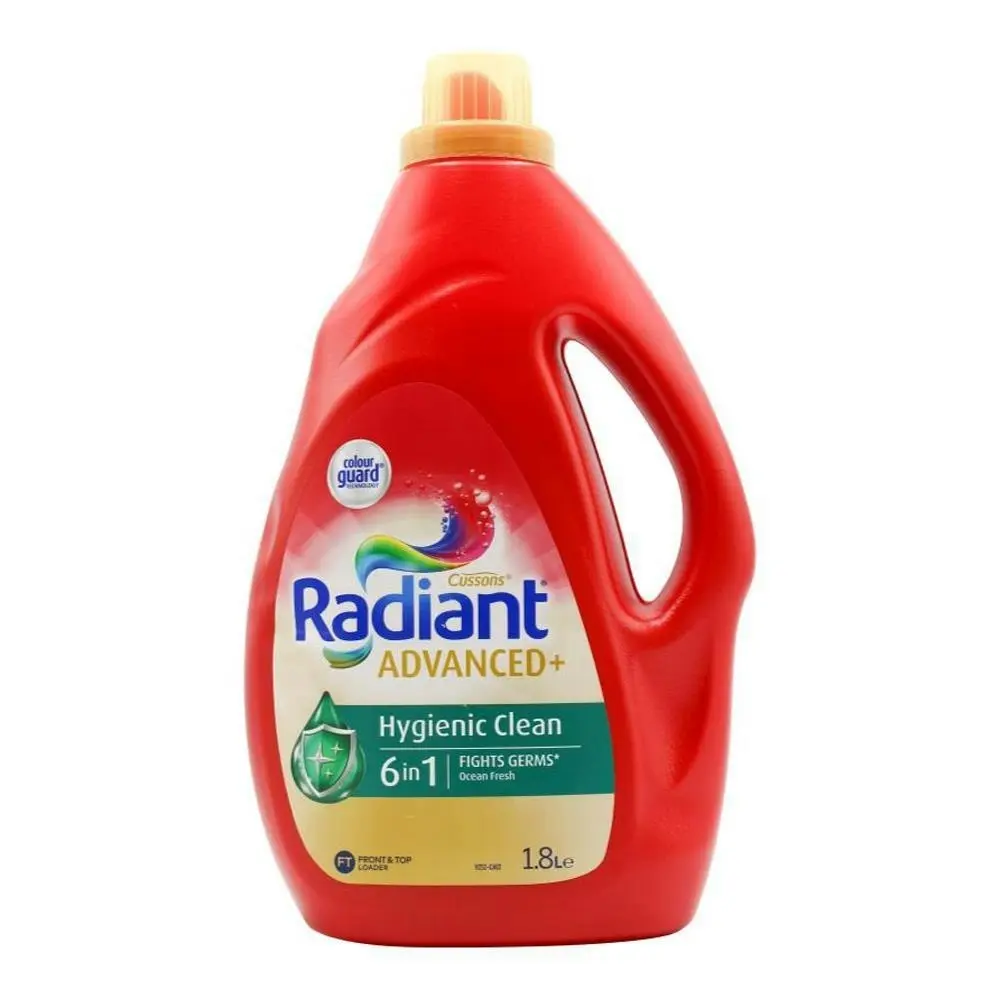 6x Radiant Advanced Laundry Detergent Front & Top Loader Hygienic Fresh 1.8L