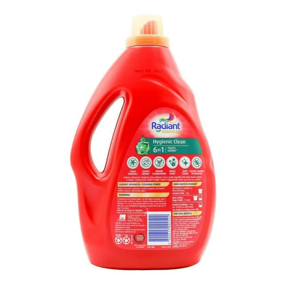 6x Radiant Advanced Laundry Detergent Front & Top Loader Hygienic Fresh 1.8L