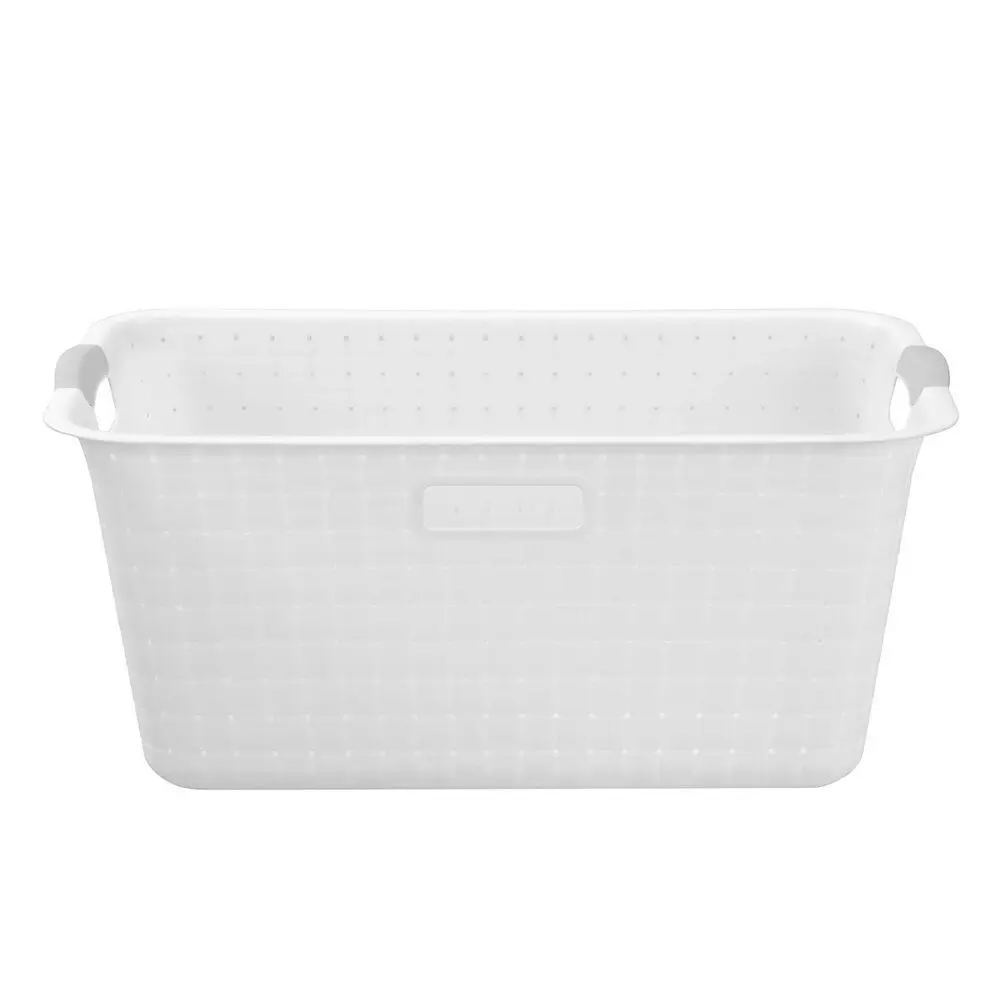 12x Boxsweden 45L Logan Laundry Basket Clothes Humper 59.5x39cm w/ Handle White