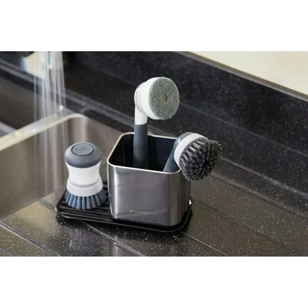 4x MasterCraft Soap Dispensing Dish Brush Kitchen Washing Cleaner 20cm Grey