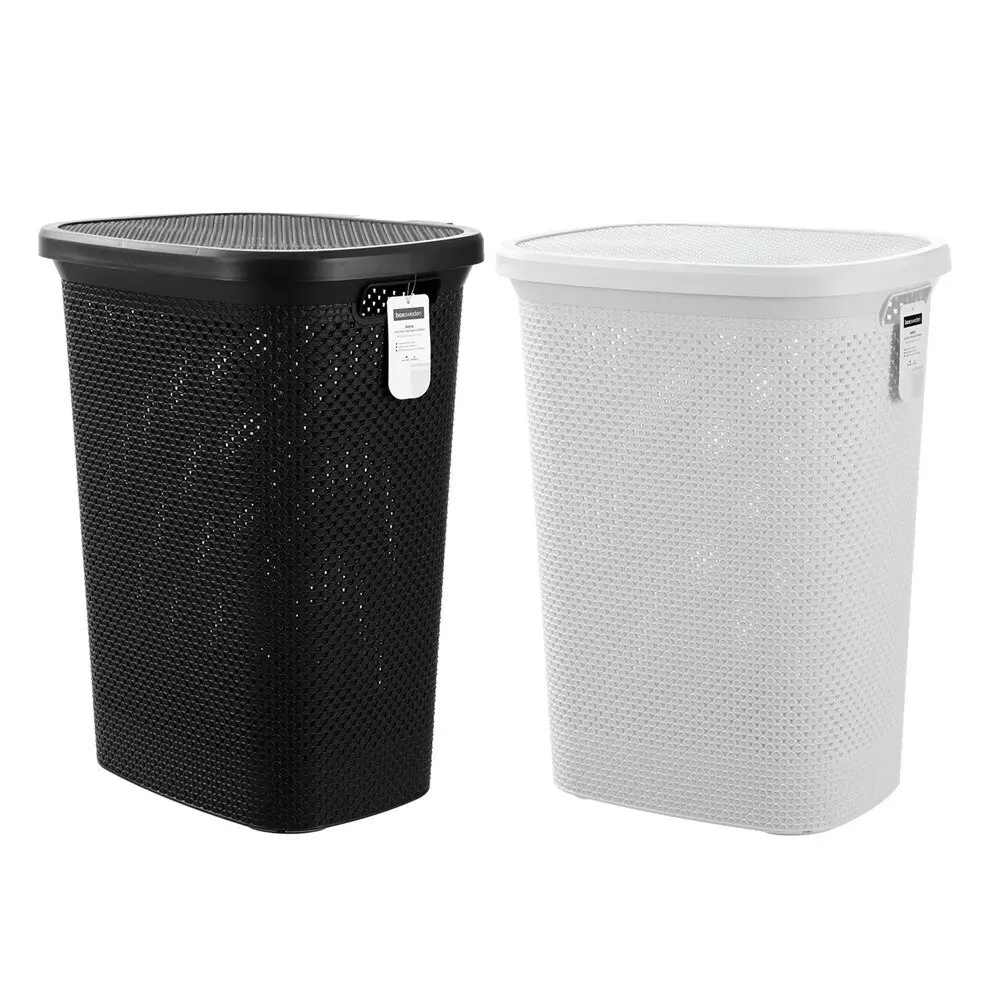 3x 2pc Boxsweden 62L Aero Laundry Hamper Lidded Clothes Storage 45x60cm Assort