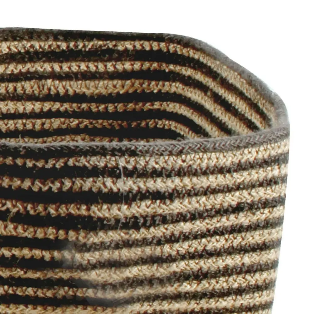 3pc Maine & Crawford Mabella Stripe Jute 30/35/40cm Laundry Basket Storage Black