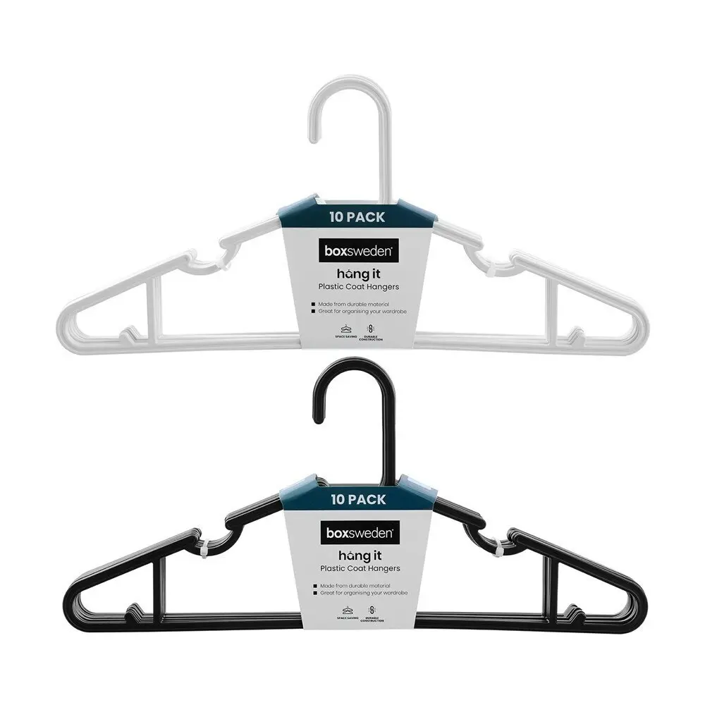 24x 10pc Boxsweden Hangit Plastic Hangers Laundry Clothes Organiser 39.5cm Asst