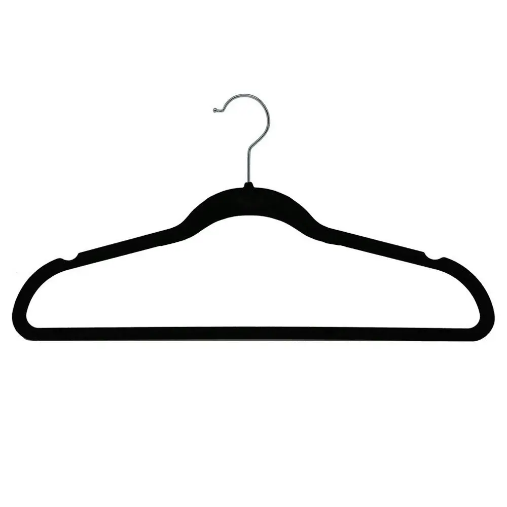 60PK Boxsweden Velvet Hanger/Wardrobe/Storage Organiser for Clothes/Shirt Black