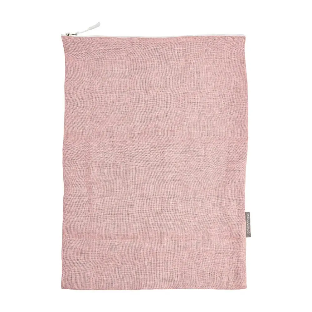 2x Annabel Trends Linen Laundry Bag Zipped Travel Washbag 35x50cm Rose Pink