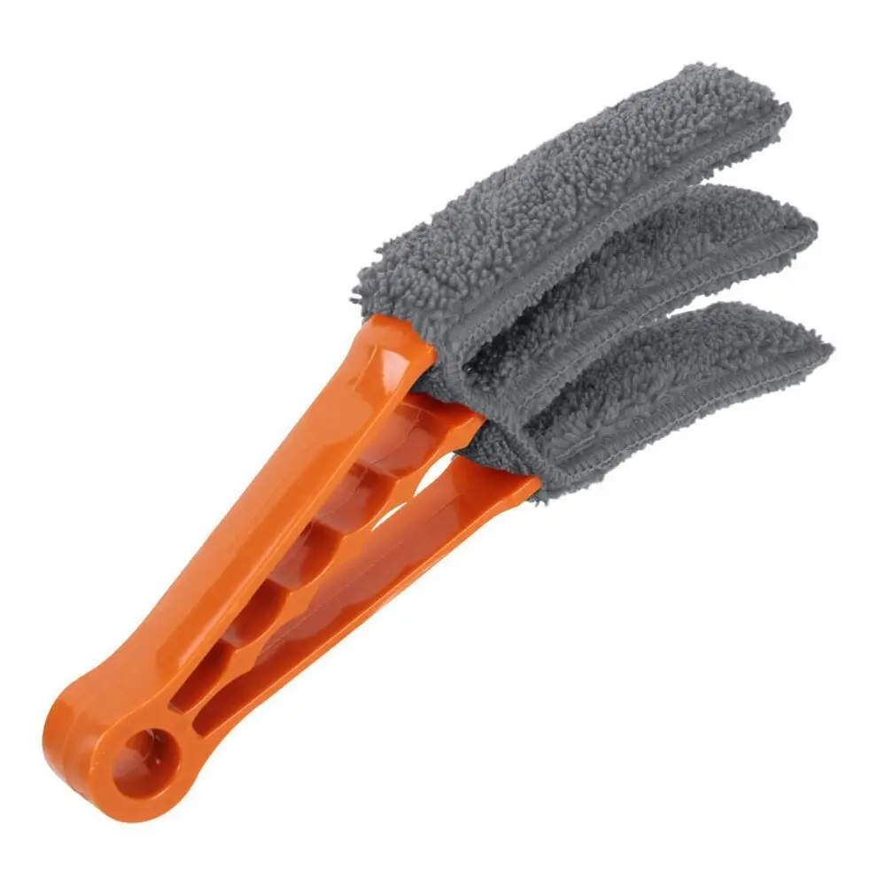 2x White Magic 12cm Mini Handheld Venetian Blind Duster Dirt Cleaner Orange/Grey