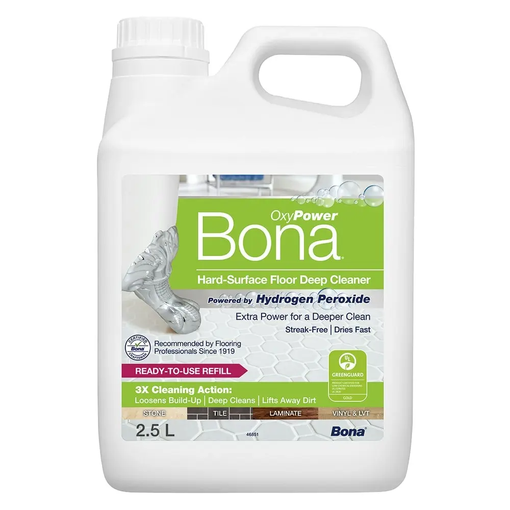 2x Bona 2.5L Hard Floor/Laminate Streak Free Deep Cleaner w/Hydrogen Peroxide