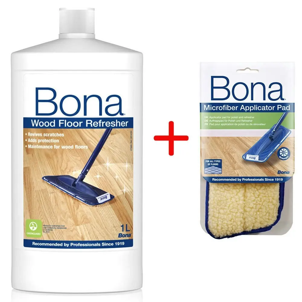 Bona Wood Floor Refresher for Wooden Floors w/ Microfibre Applicator Pad for Mop