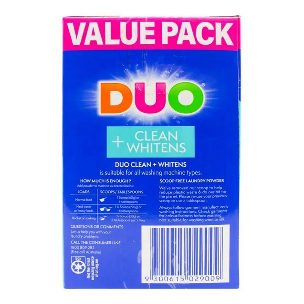 Duo Value Pack Laundry Powder Front & Top Loader Whitens Fresh Formula 5kg