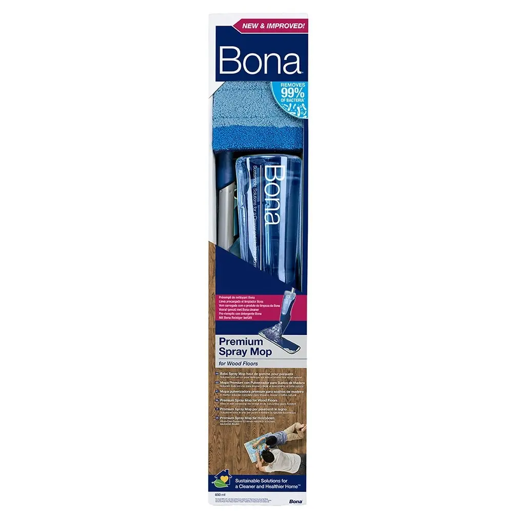 2PK Bona Spray Mop w/ Microfiber Cleaning Pad/850ml Wood Floor Cleaner Cartridge