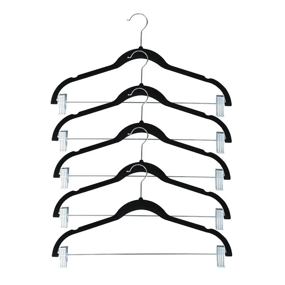 20pc Boxsweden Velvet Clothes/Pants/Trousers Hanging Hanger w/ Chrome Bar/Clips