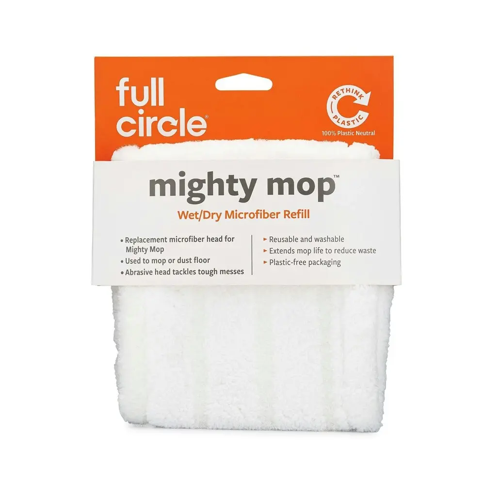 Full Circle Mighty Mop Wet/Dry Microfibre Refill/Replacement Head Cleaner White