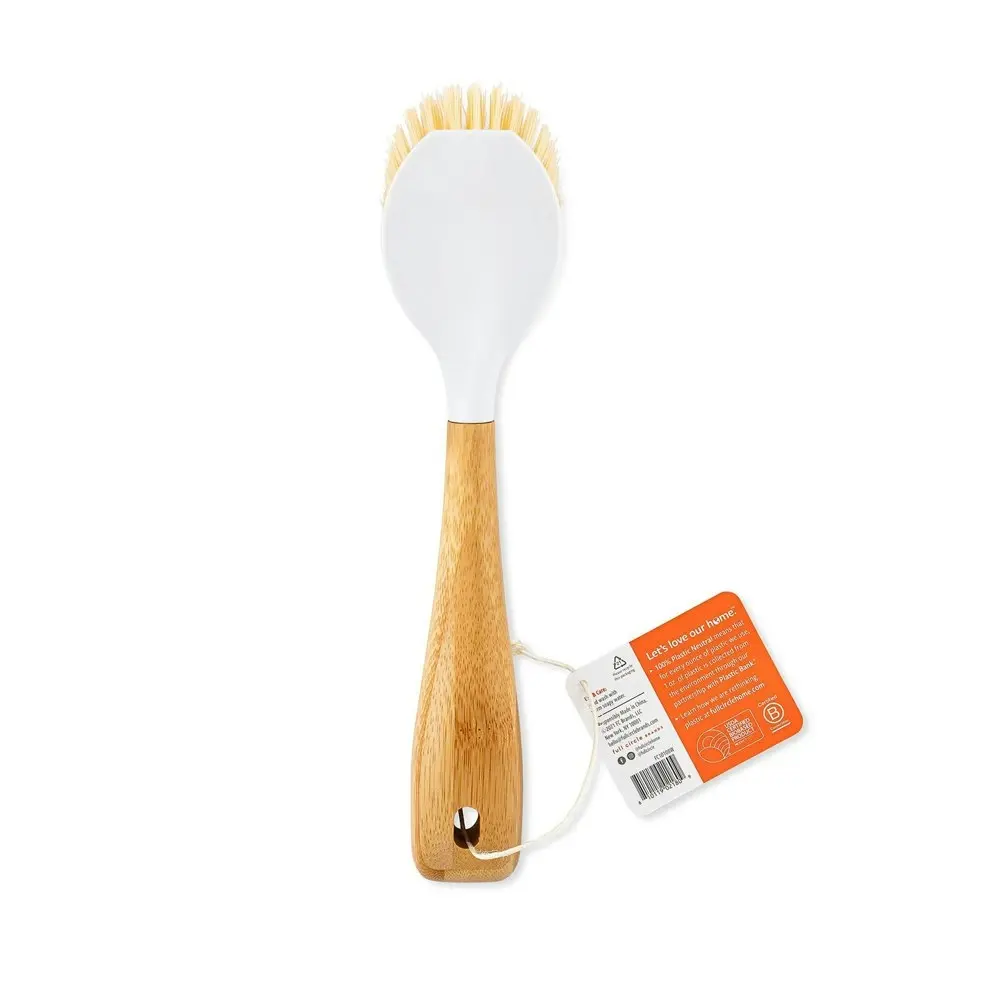 Full Circle Be Good Kitchen Dish/Plate Plastic Cleaning Brush w/ Handle White