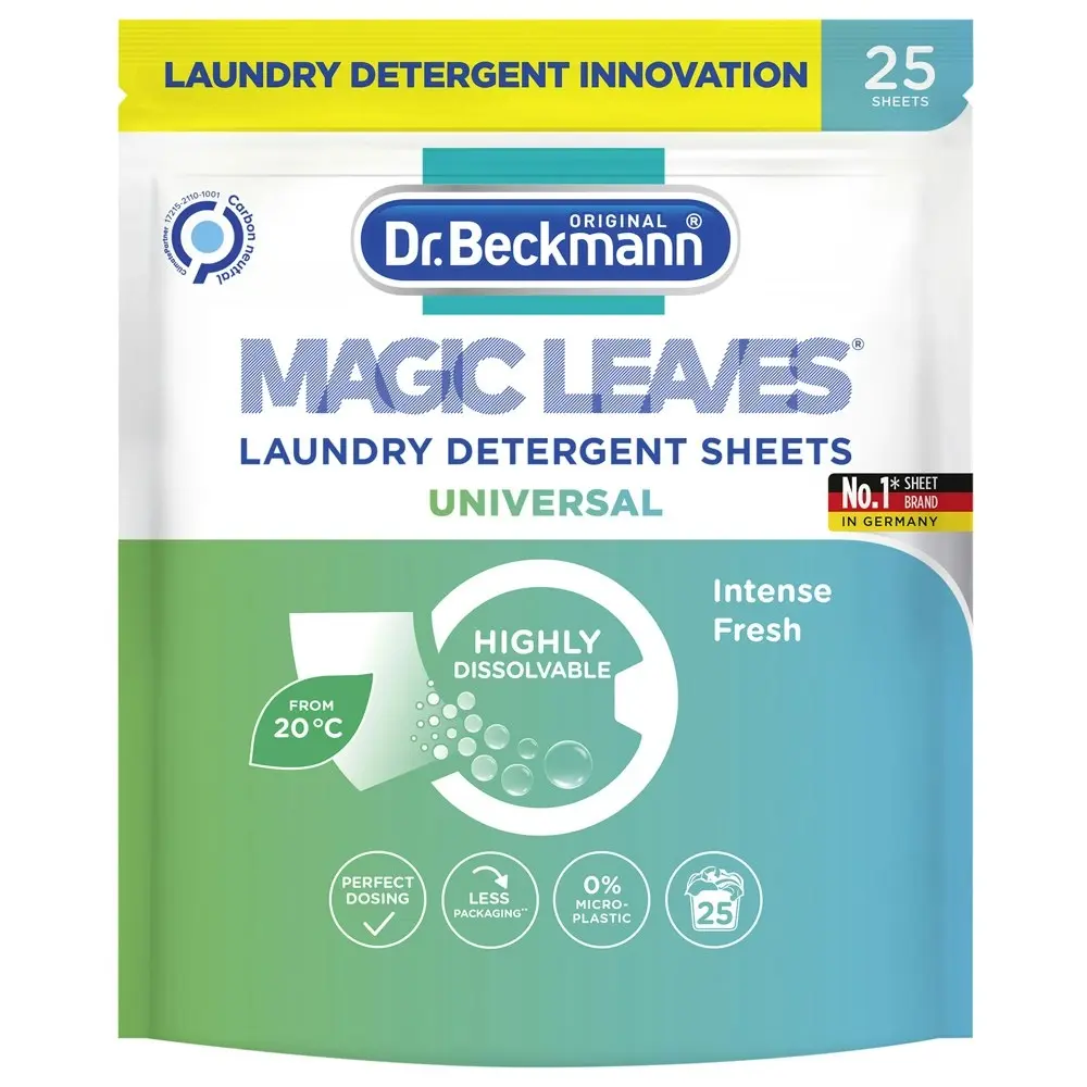 2x 25pc Dr Beckmann Magic Leaves Universal Laundry Detergent Sheet Intense Fresh