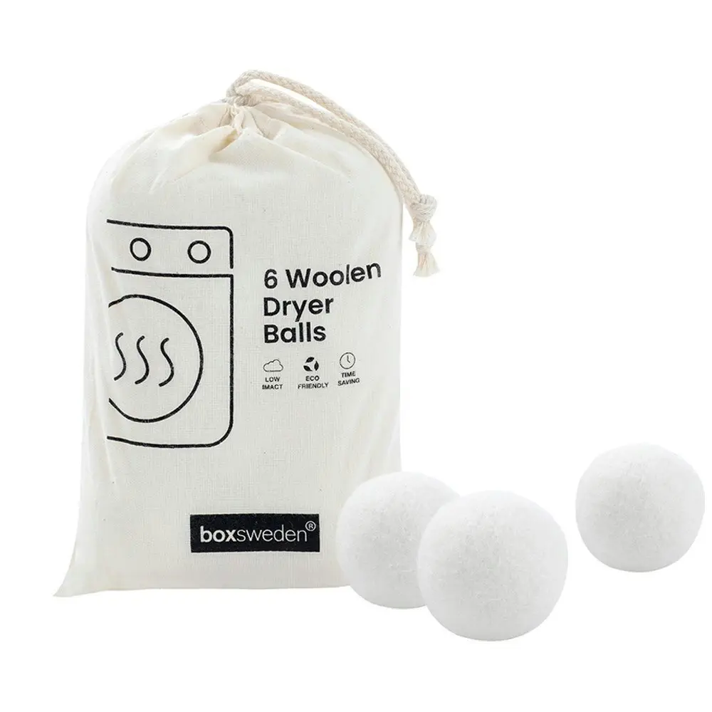 3x 6PK Boxsweden Wool Dryer 6cm Balls Laundry Home Cleaning w/ Storage Bag White