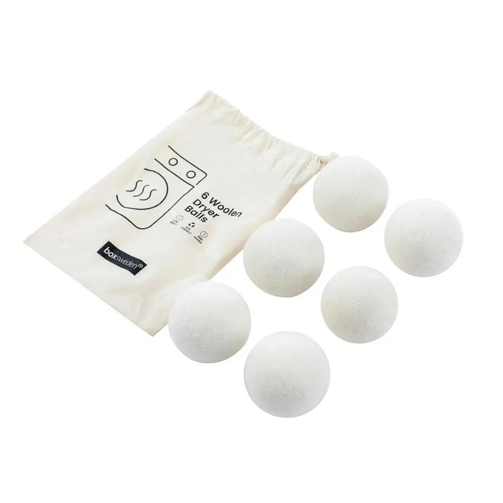 3x 6PK Boxsweden Wool Dryer 6cm Balls Laundry Home Cleaning w/ Storage Bag White