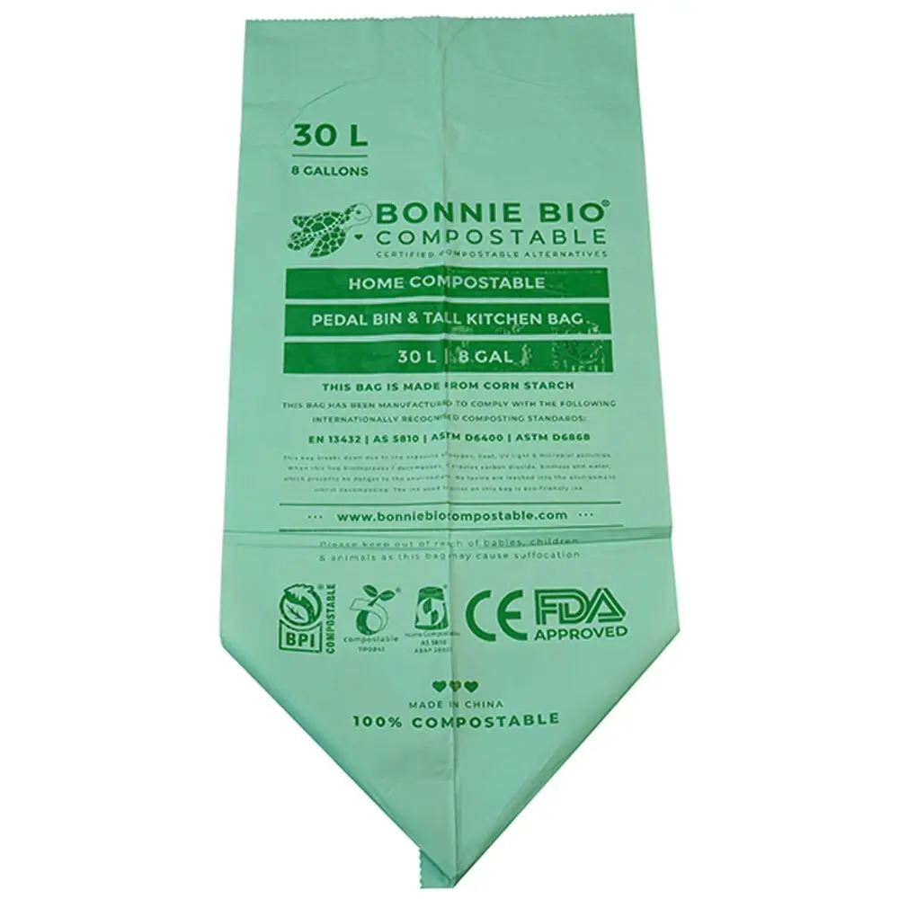 60x Bonnie Bio Compostable 30L Pedal Bin & Tall Kitchen/Garbage/Bin Bags Green