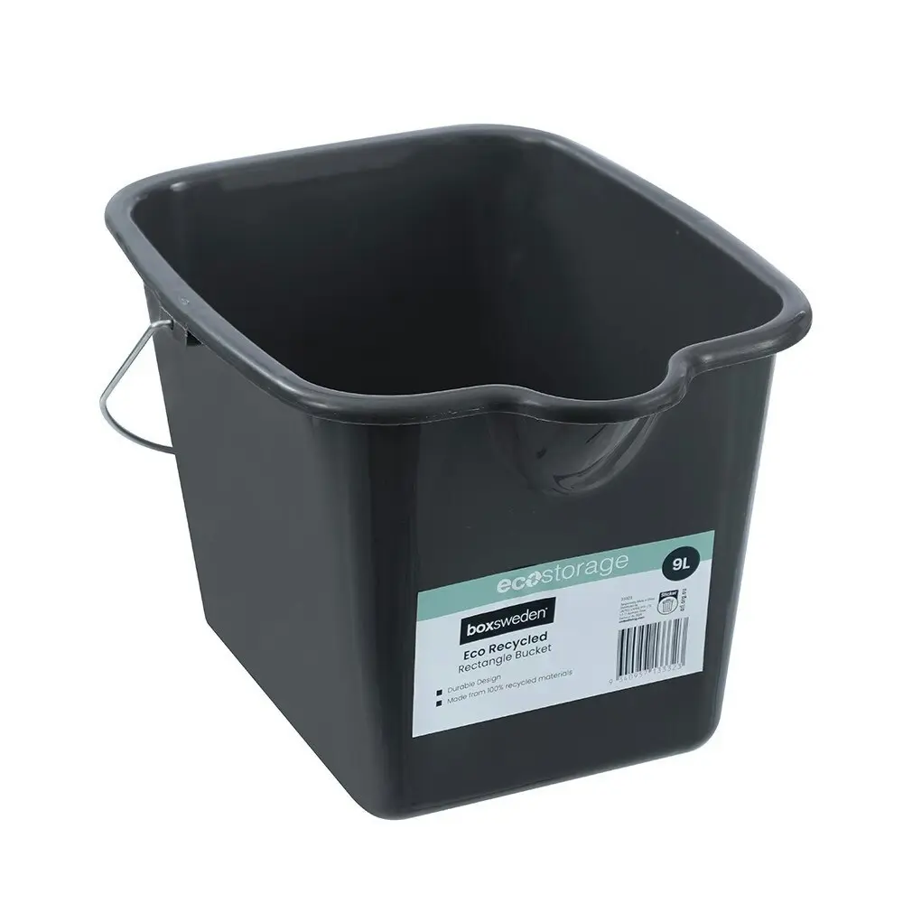 6x Boxsweden Eco Recycled Rectangle Cleaning Bucket w/ Handle 9L Assorted