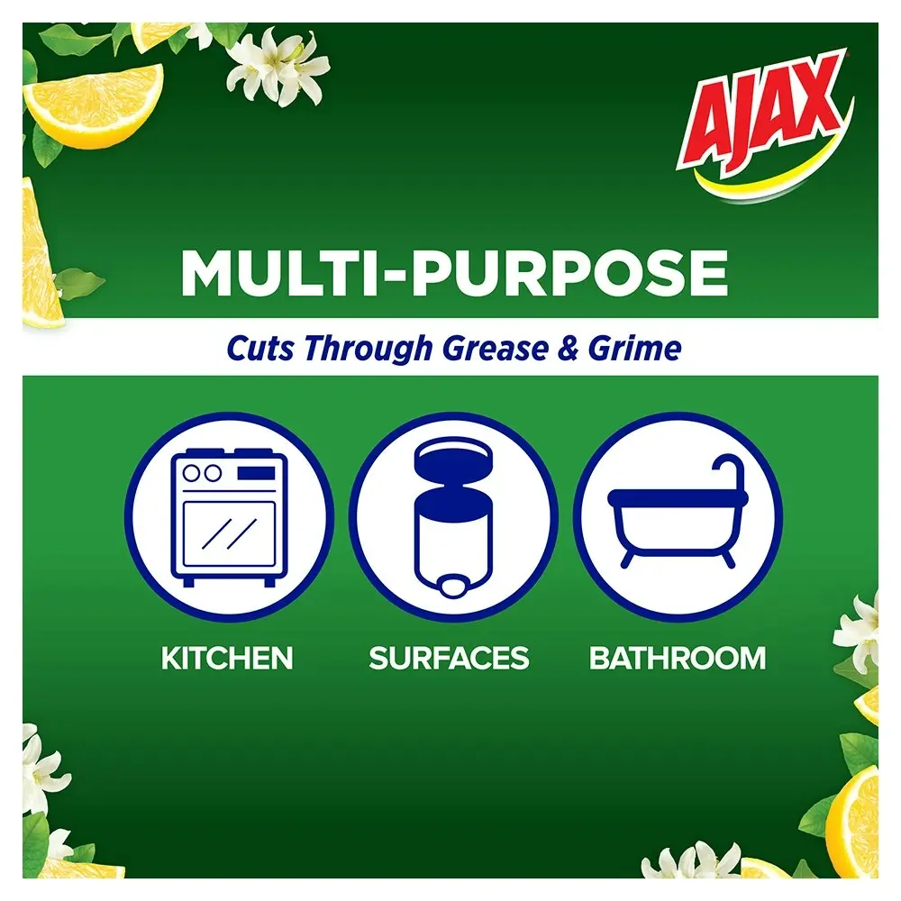 4x Ajax 500ml Spray n Wipe Multi-Purpose Grease/Grime Cleaner Spray Lemon Citrus