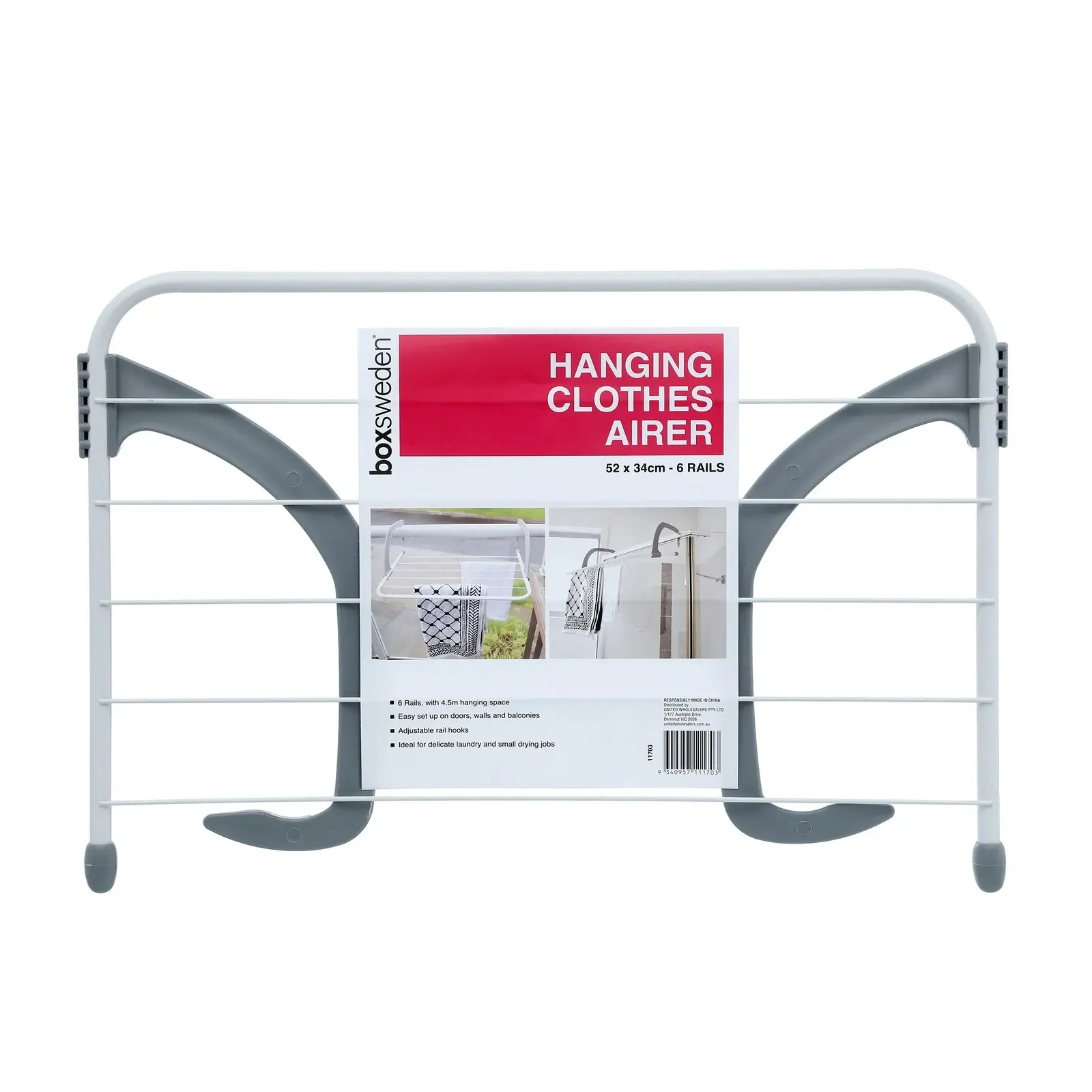 2PK Boxsweden Airer 6 Rails Door Hanging Laundry Dry Rack Clothes Hanger Stand