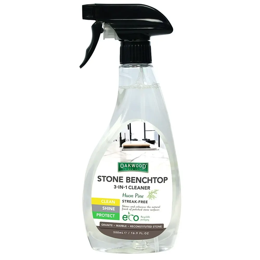 2x Oakwood Stone Benchtop 3-in-1 Surface Cleaner 500ml Spray Protector Huon Pine