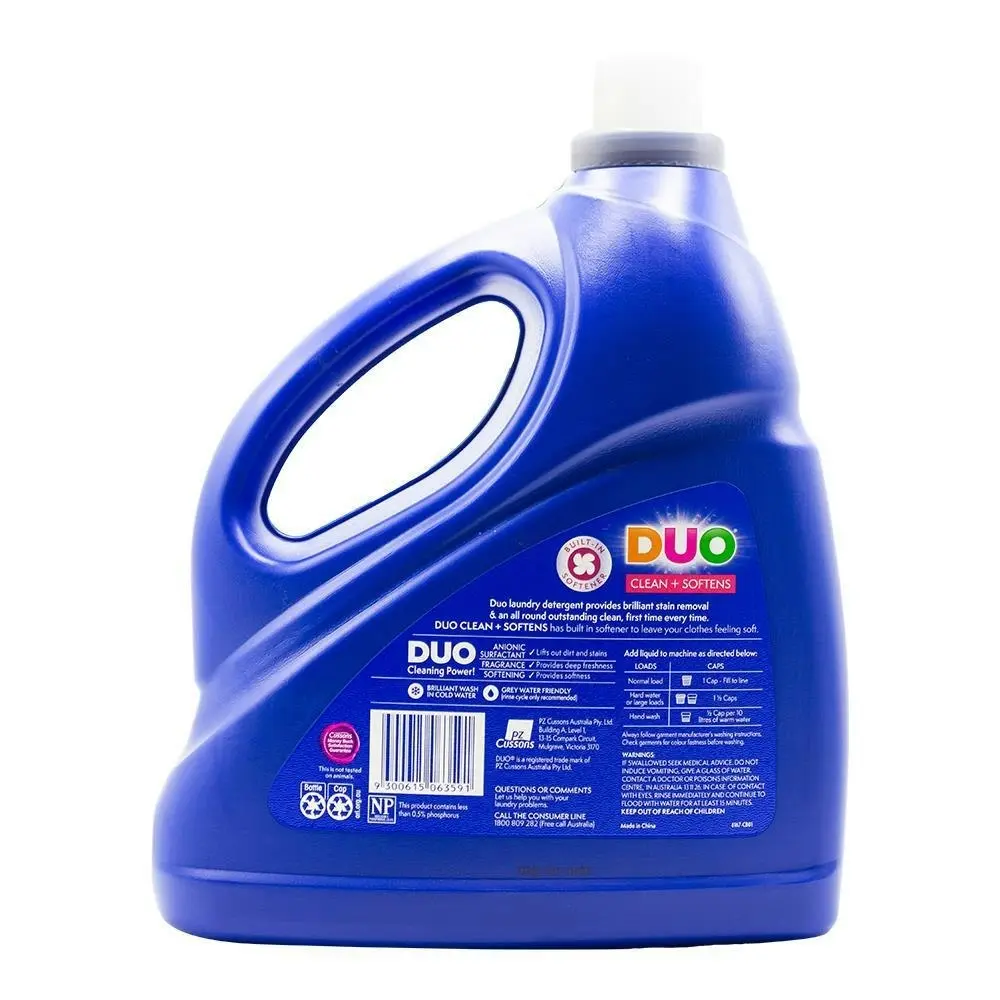 Duo Laundry Liquid Front & Top Loader 2X Concentrate Cleans + Softens 4L