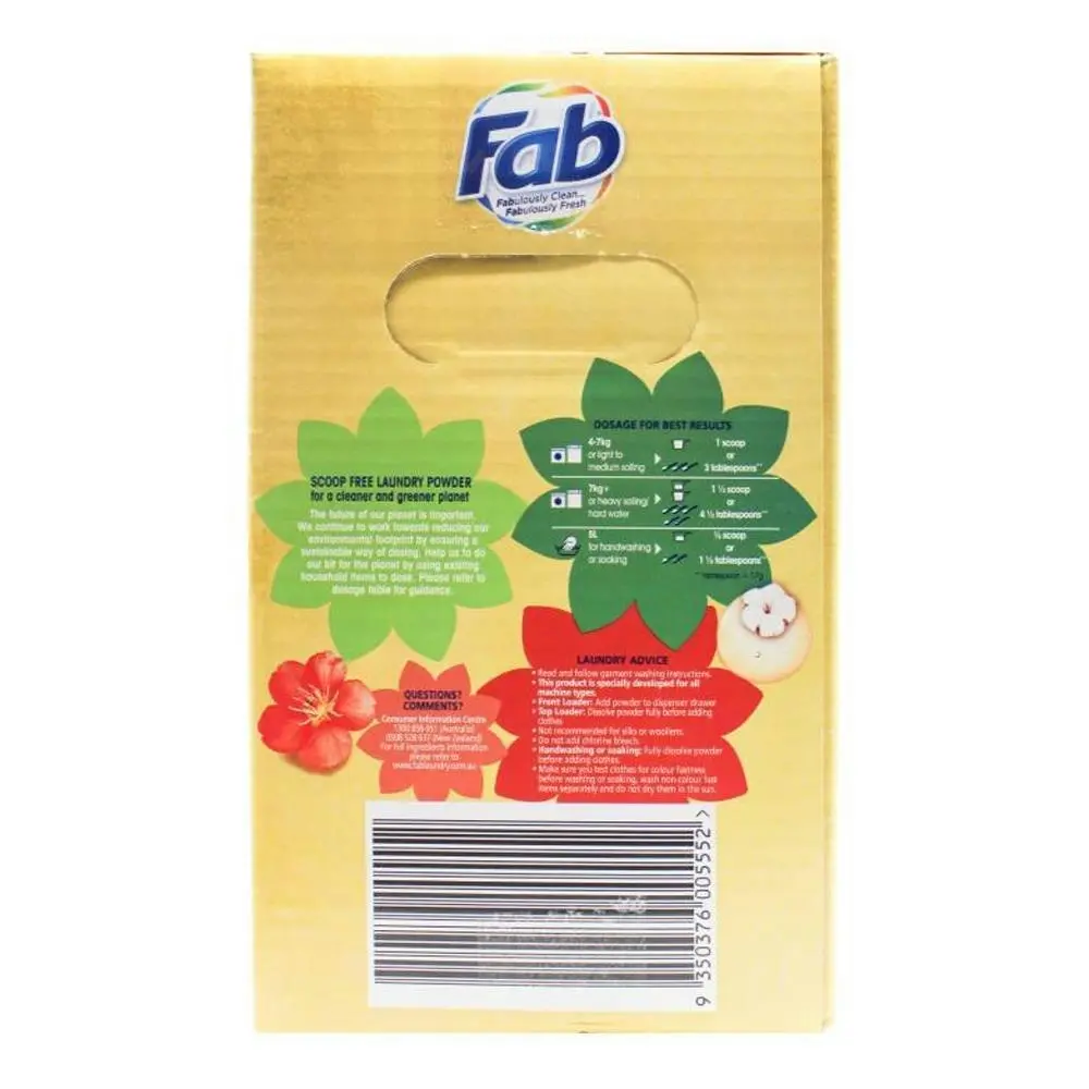 fab Laundry Powder Essentials Cotton Seeds Oil & Red Cherry Blossoms 7kg