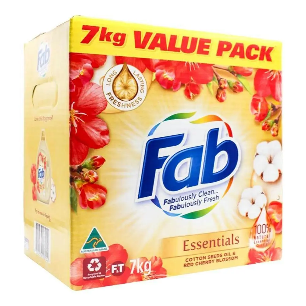 fab Laundry Powder Essentials Cotton Seeds Oil & Red Cherry Blossoms 7kg