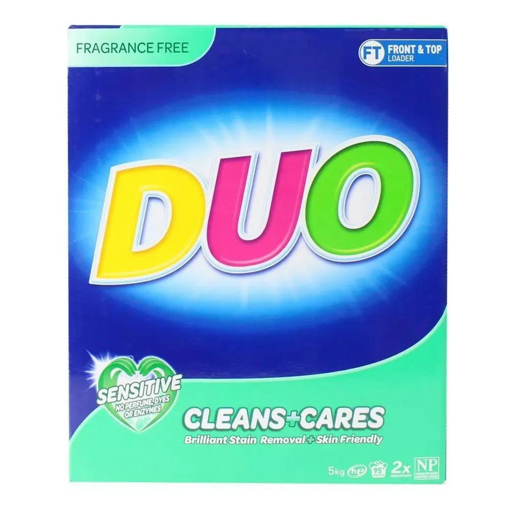 2x Duo Fragrance-Free Laundry Powder Sensitive Skin Hypoallergenic Formula 5kg