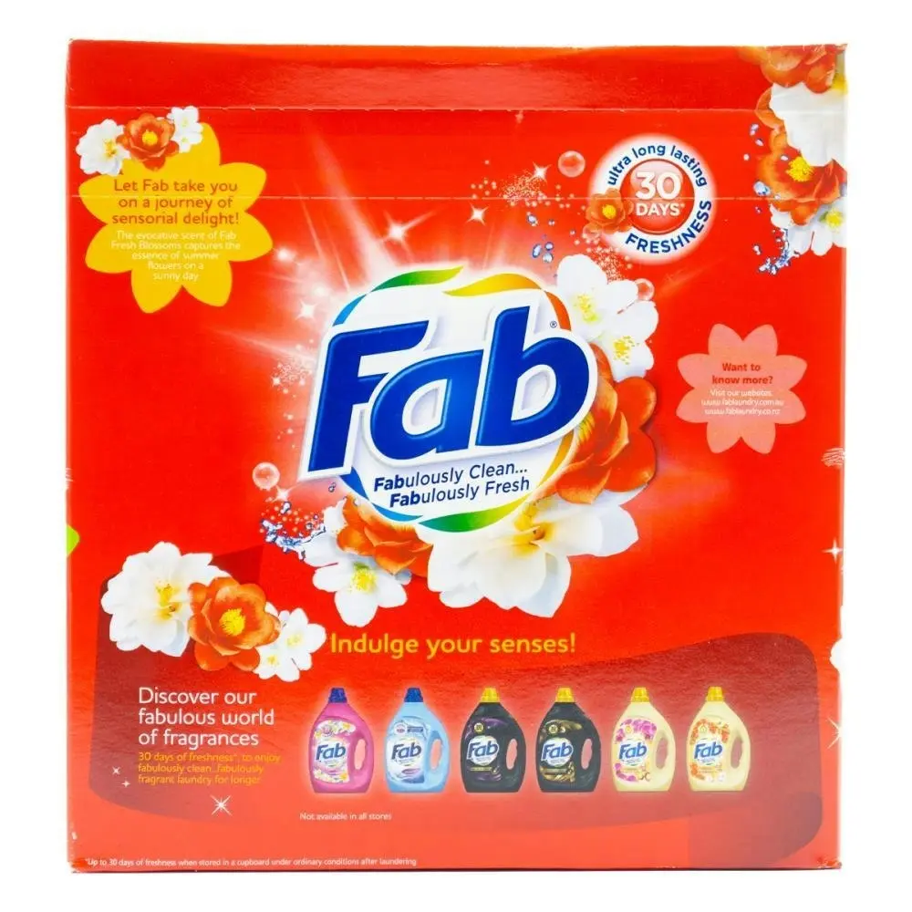 3x fab Laundry Powder Front & Top Loader Fresh Blossoms Cleans & Brightens 2kg