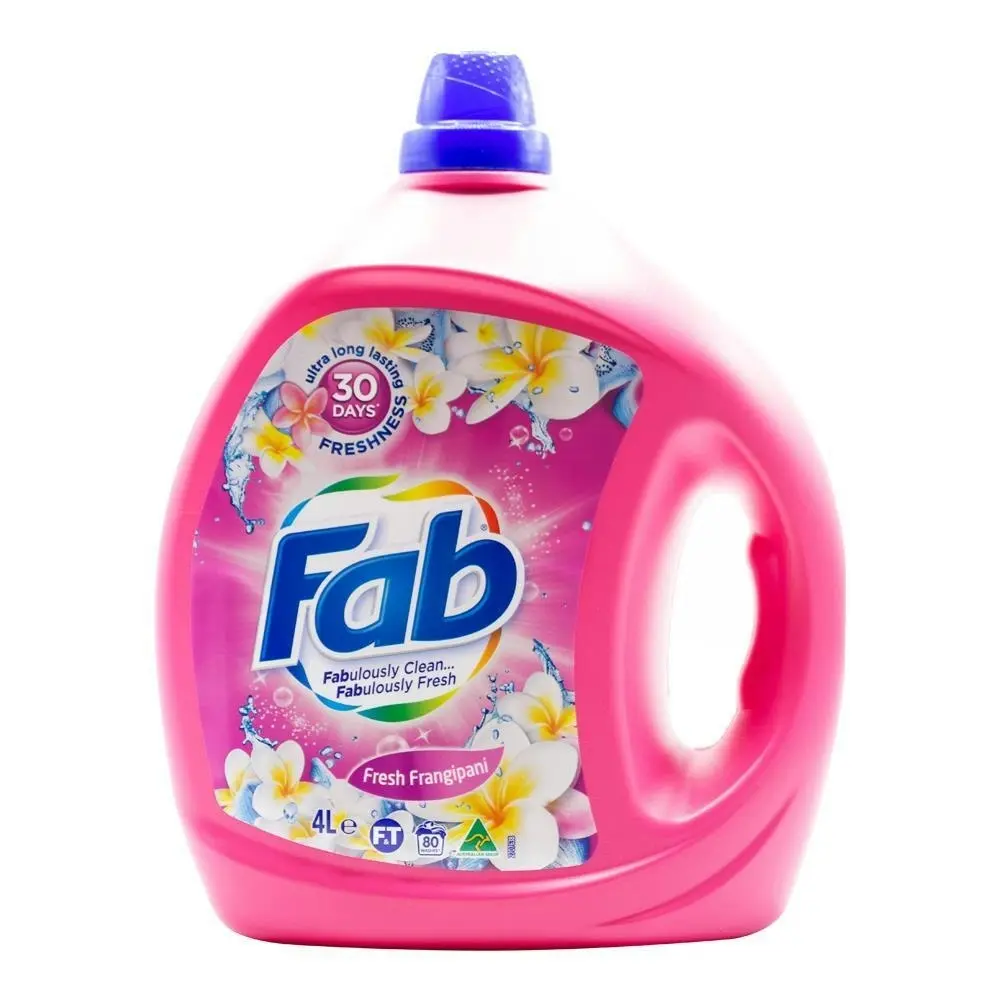 2x fab Laundry Liquid Front & Top Loader Fresh Frangipani Cleans Expertly 4L