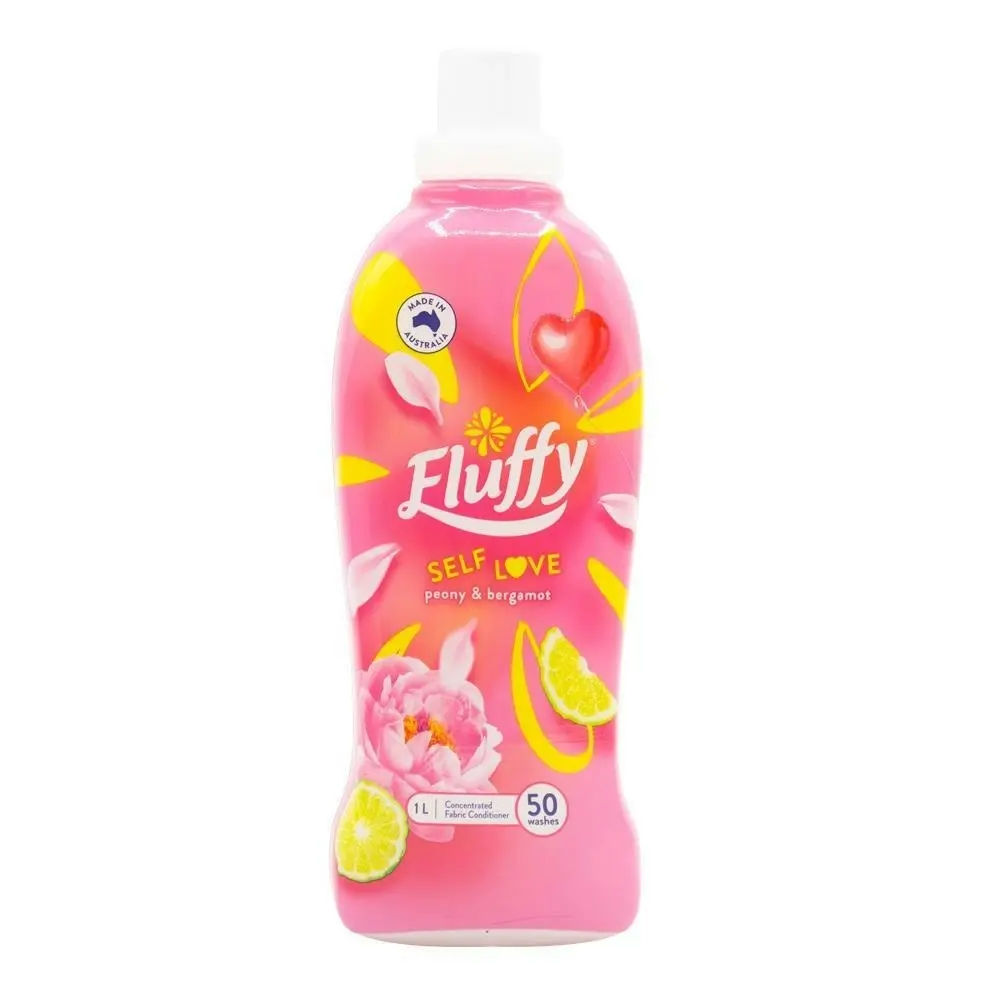 4x Fluffy Concentrated Fabric Conditioner Self Love Peony Bergamot Freshness 1L