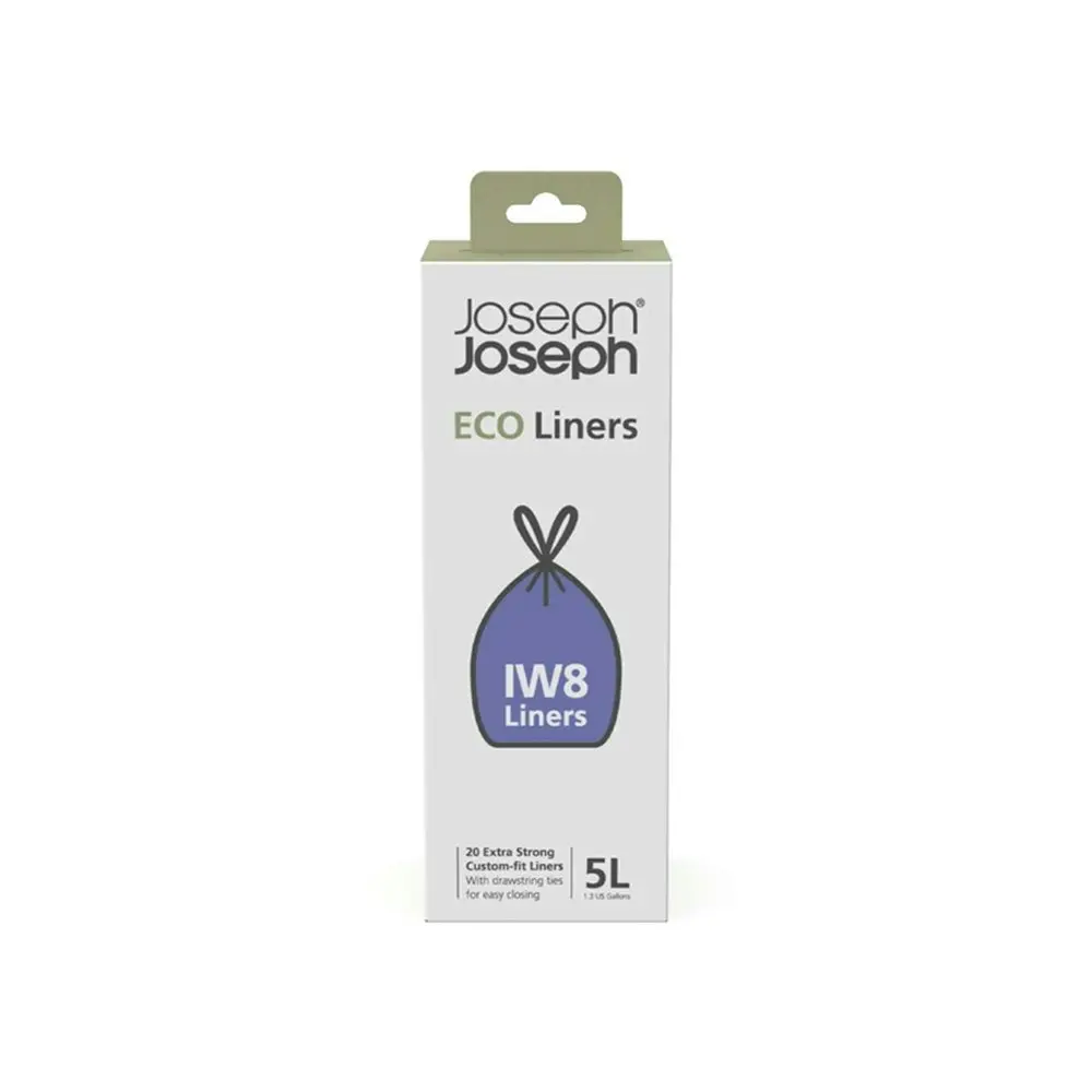 2x 20pc Joseph Joseph IW8 5L Eco Liners Plastic Trash Bag w/Drawstring Ties Grey