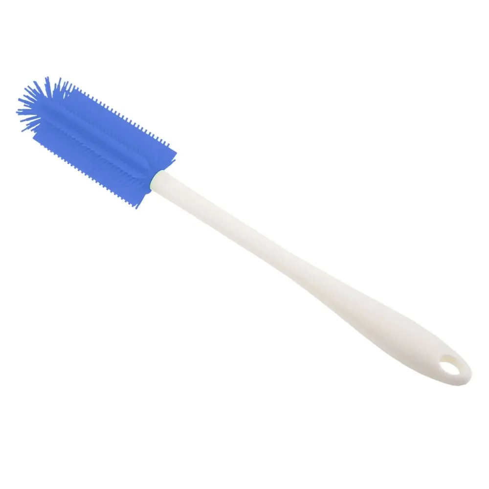 4x Appetito Silicone Bristles Bottle Brush Home Cleaning 35.5x4.5cm Dia. Blue