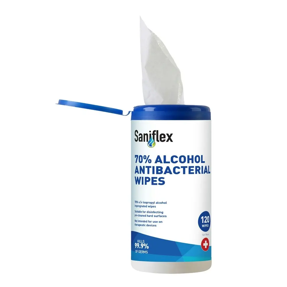 720pc Saniflex 70% Alcohol Antibacterial Surface Wipes Canister Home cleaning